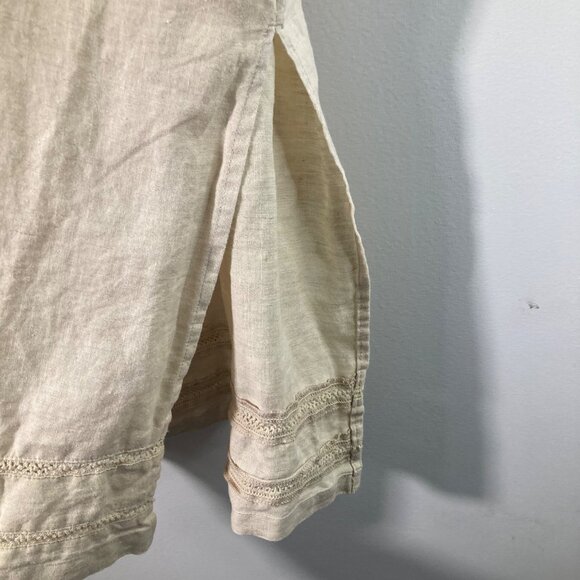 Womens Parisian Works Linen Maxi Skirt Tan XL Cut Outs Side Slits - Picture 5 of 8